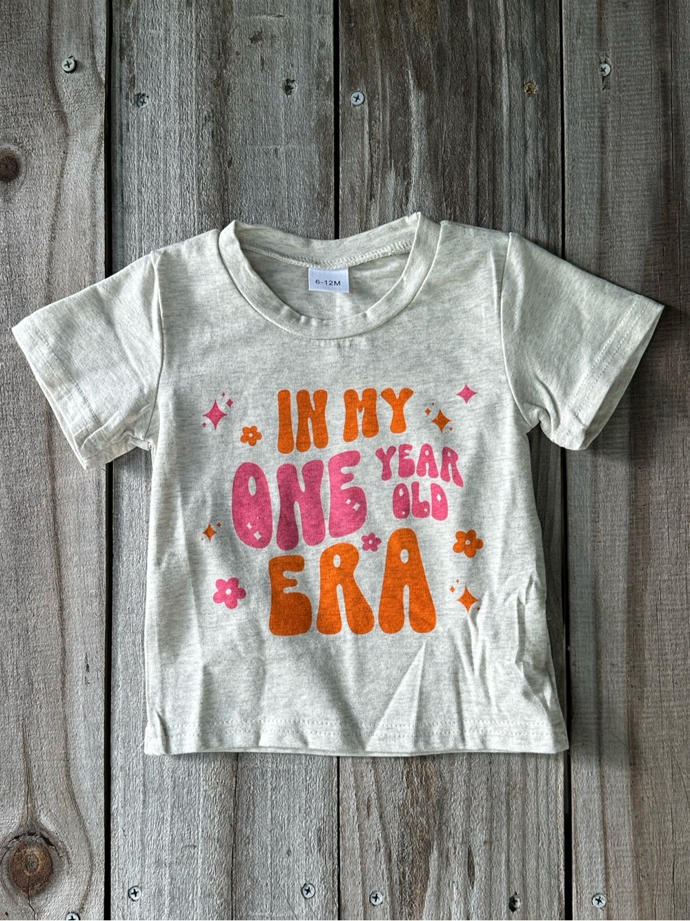 Girls One Year Old Era Graphic Tee Pink & Orange Birthday Retro Summer Party